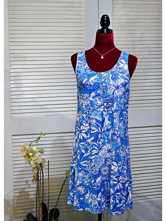 Lilly Pulitzer Dresses & Skirts - Lilly Pulitzer Wo's Blue Lela Henley Tang Flocking Fabulous Tank Dress Sz S 2785